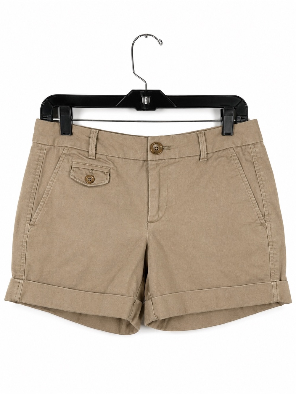 Banana Republic Cuffed Chino Shorts Taupe Tan Petite 2P Stretch Cotton Jorts